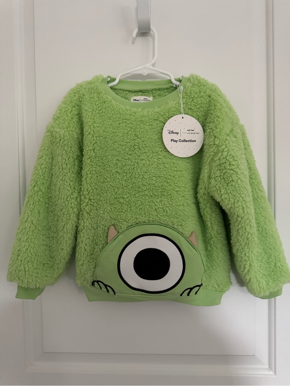 NWT Little Sleepies Green Fuzzy Mike Wazowski Crewneck
